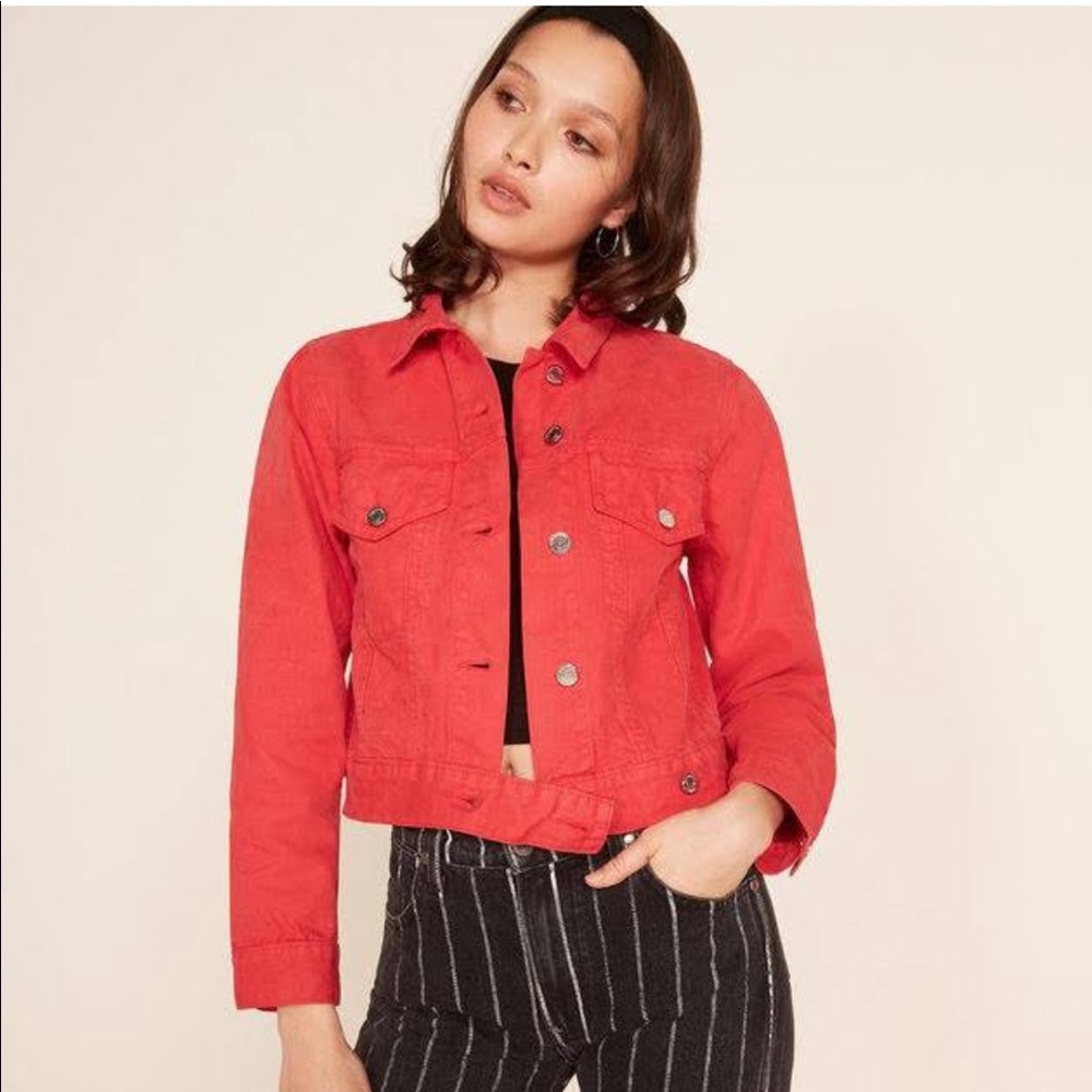 REFORMATION Red Jean Jacket size XS